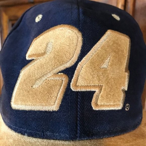 Chase Authentics 24 Jeff Gordon Signature Navy Gold Cotton Faux Suede Brim Hat - Picture 2 of 7